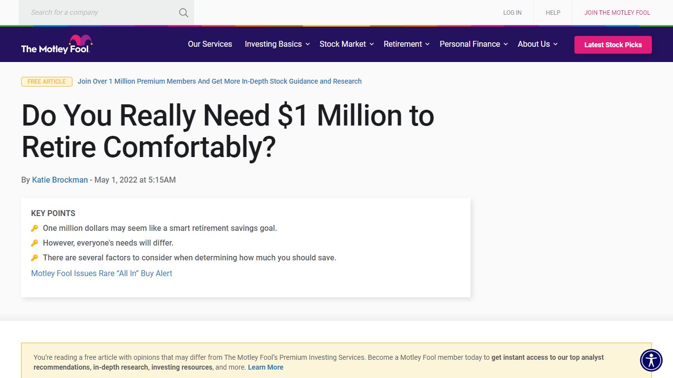 Do You Really Need $1 Million to Retire Comfortably?